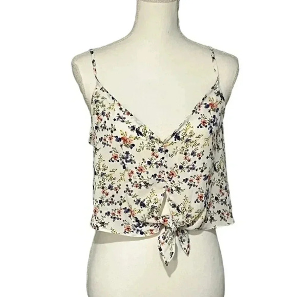 Timing Tops - Cute floral tie crop tank by Timing size M EUC